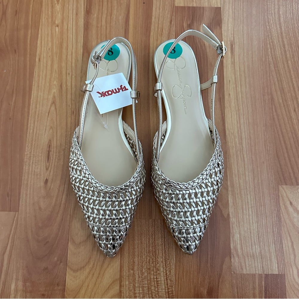 Jessica Simpson Silver Woven Flats